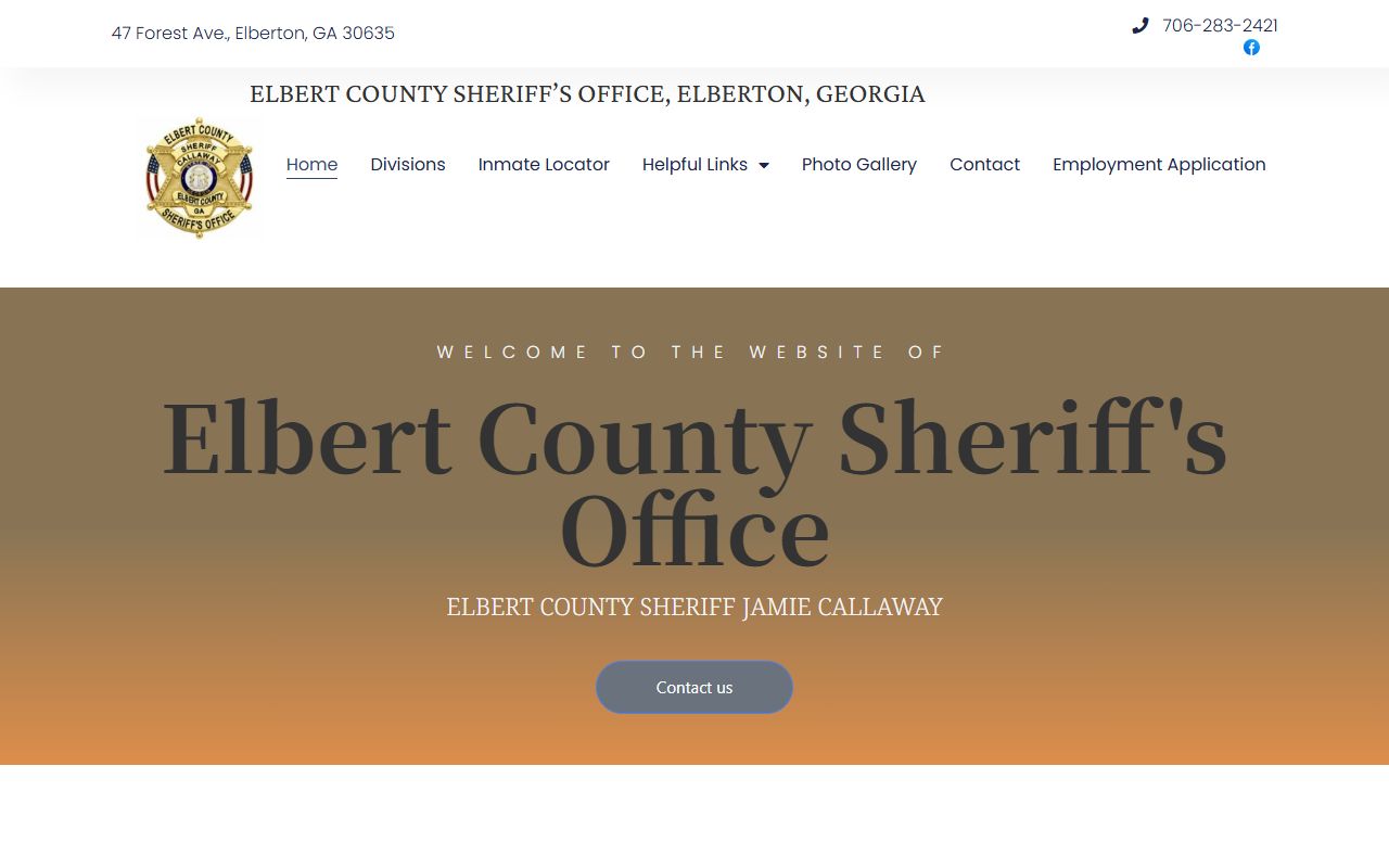Elbert County arrest records sheriff office homepage