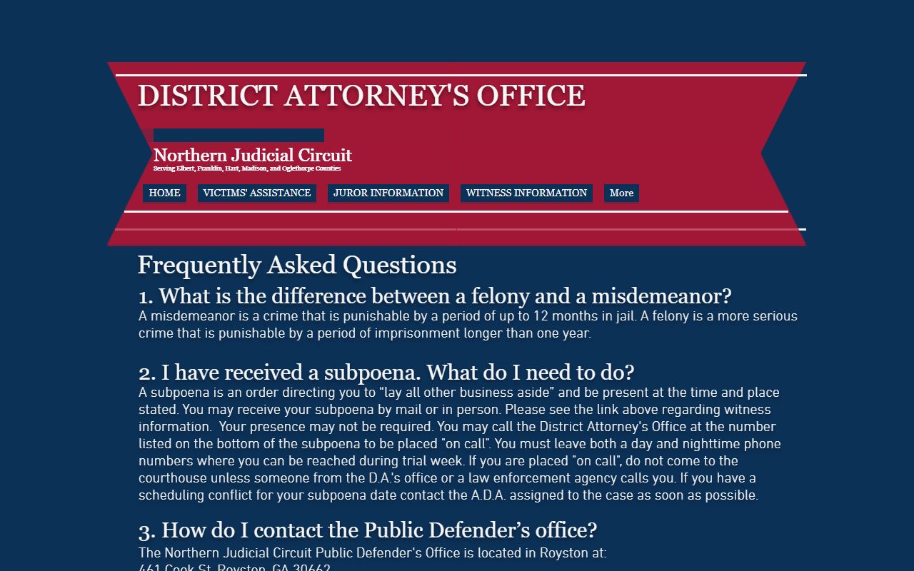 Elbert County court charges after arrest district attorney FAQ