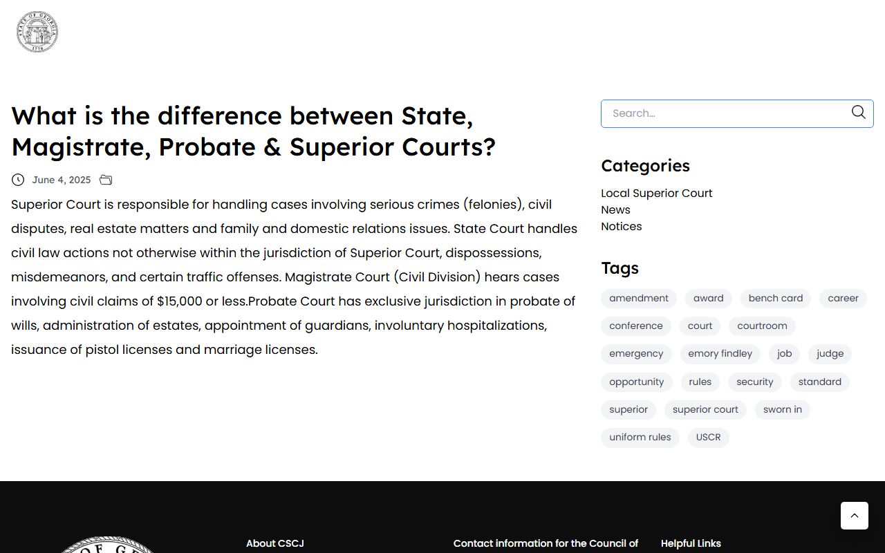 Elbert County court dockets Georgia trial court jurisdiction FAQ