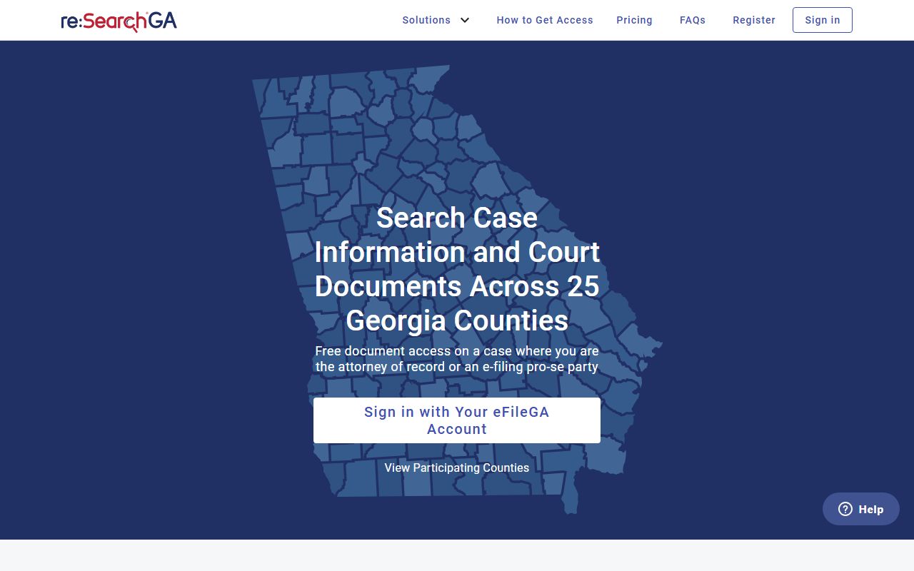 Elbert County court records re:SearchGA case portal