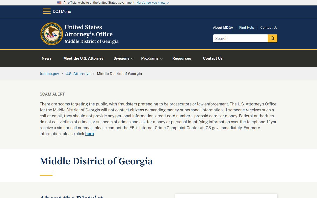 Elbert County criminal court records U.S. Attorney Middle District of Georgia