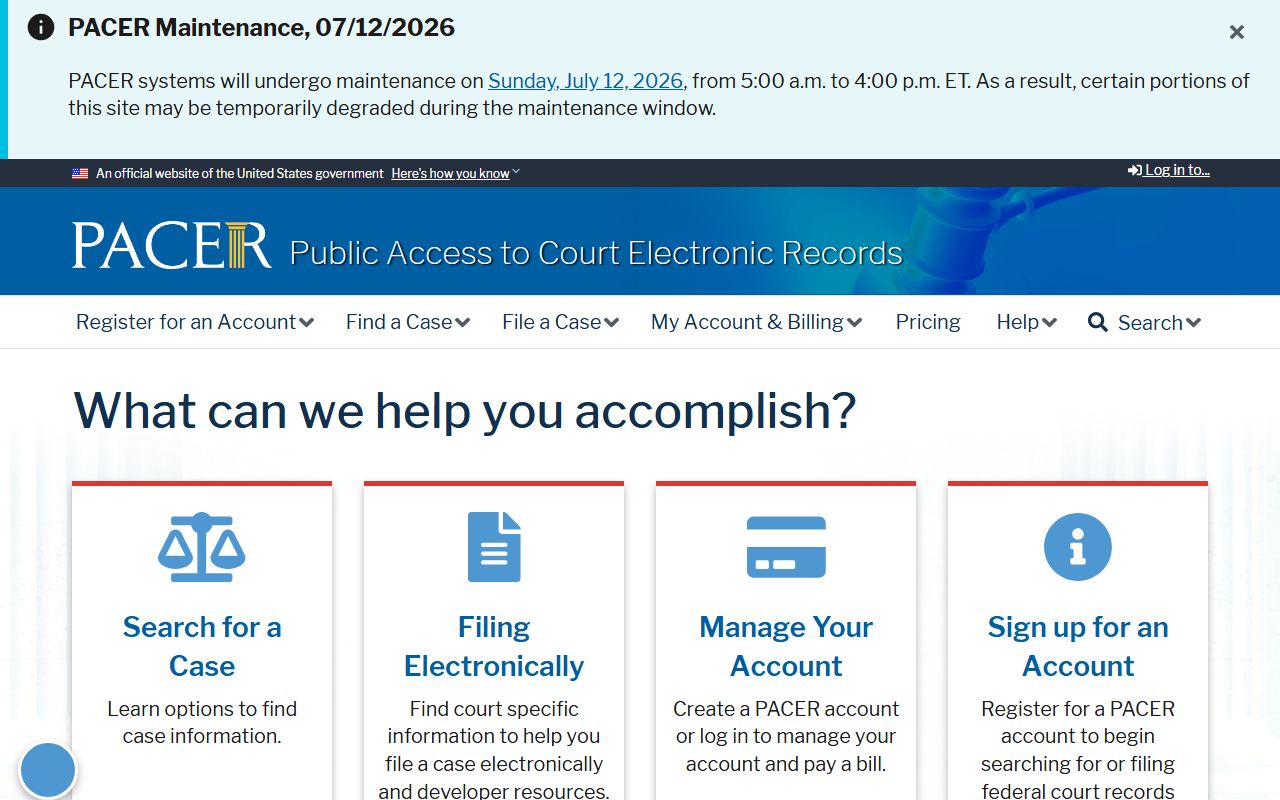 Elbert County federal PACER court records search