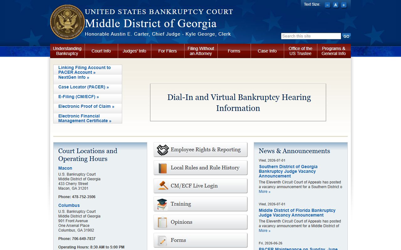 Elbert County bankruptcy federal court records