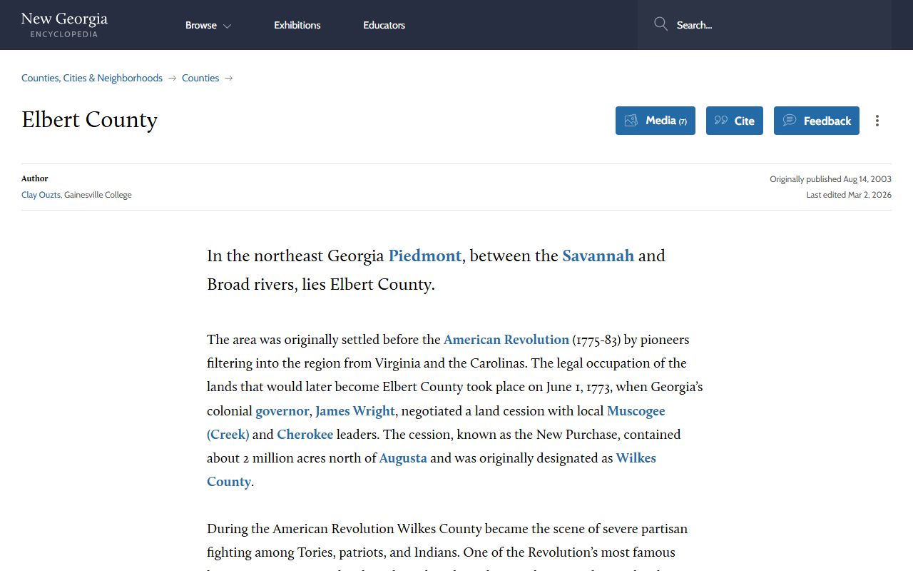 Elbert County court records and county history context