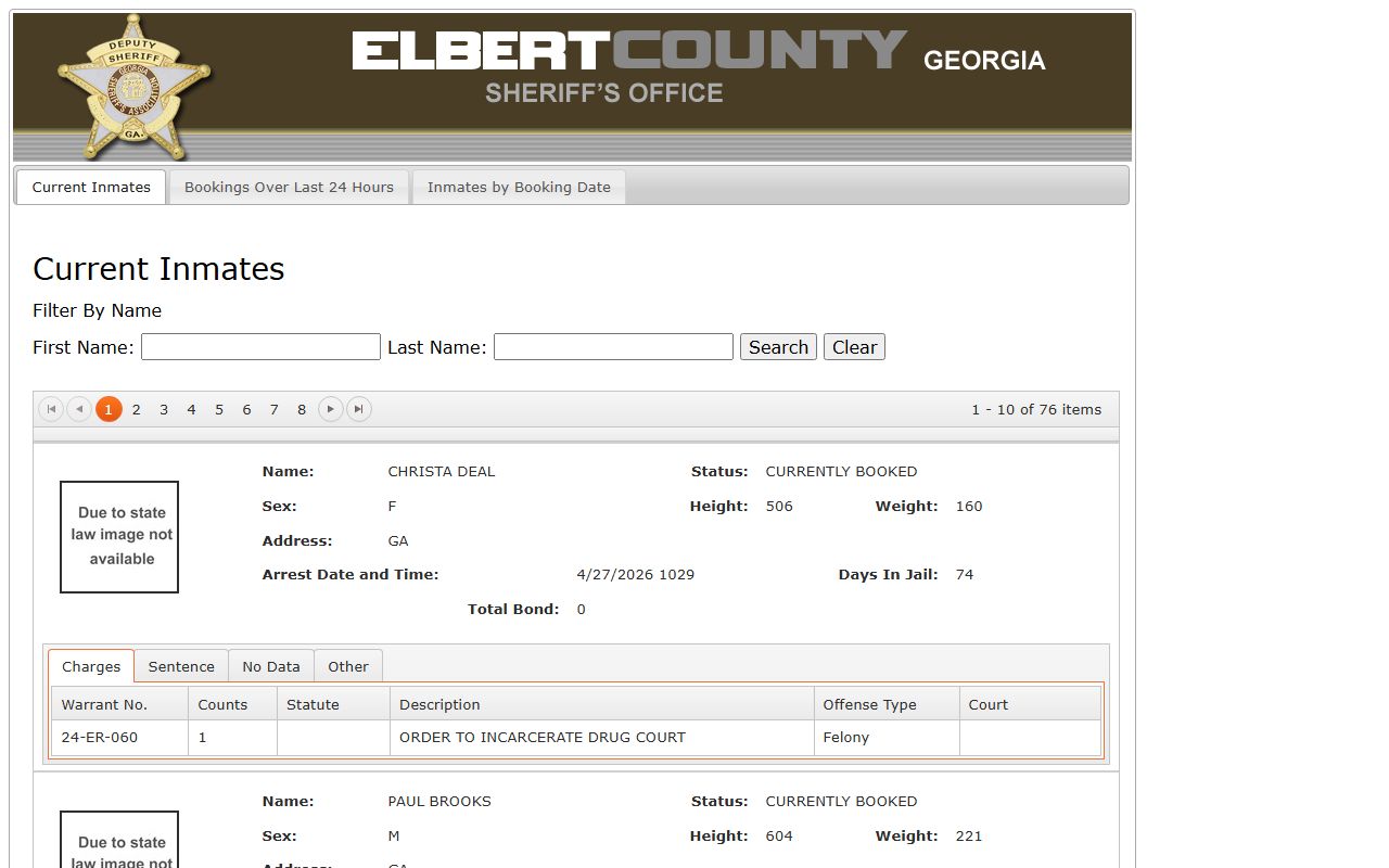 Elbert County inmate records sheriff linked inmate locator