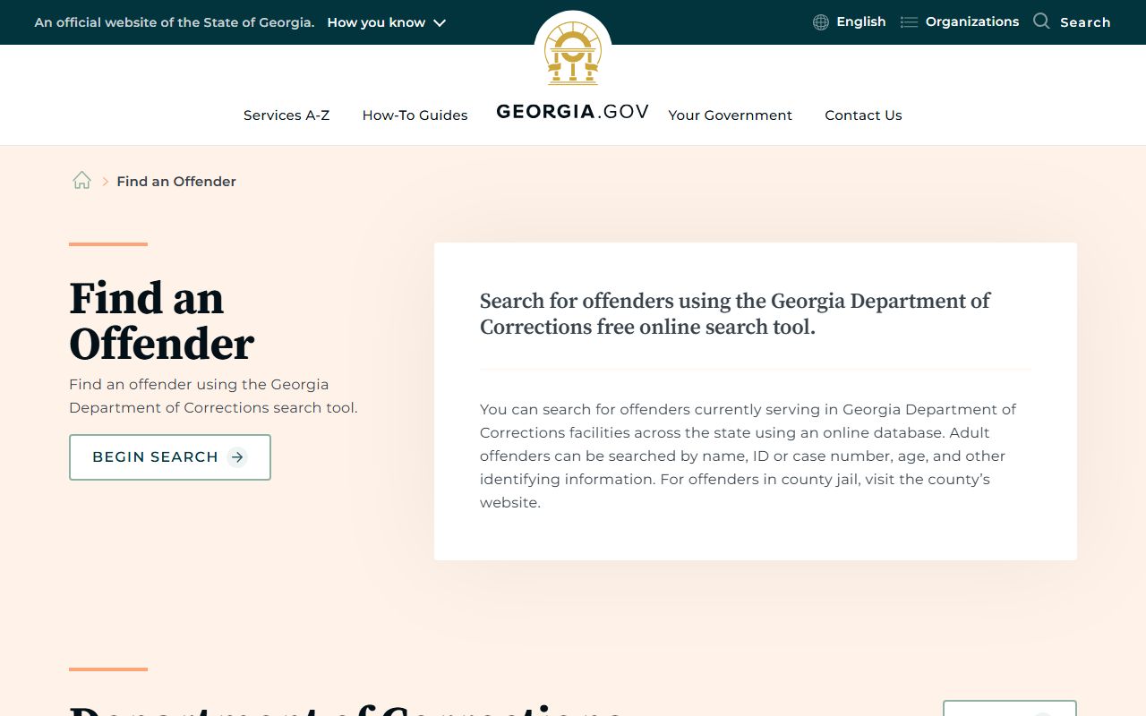 Elbert County inmate records Georgia.gov offender search guide