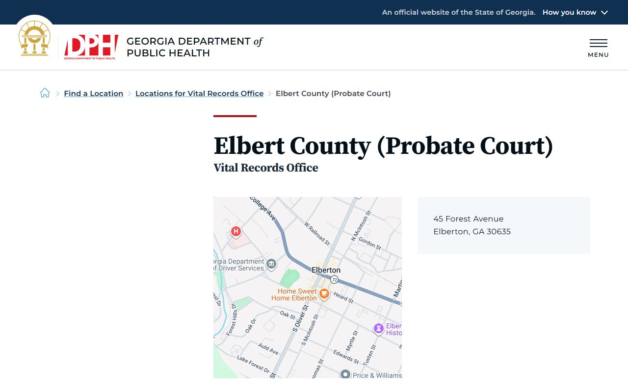 Elbert County marriage and divorce records Probate Court vital records office