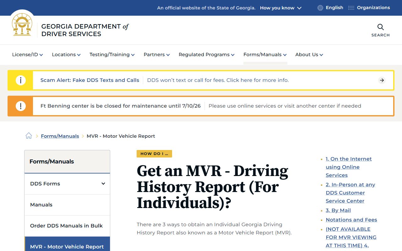 Elbert County traffic court records Georgia DDS driving history reports