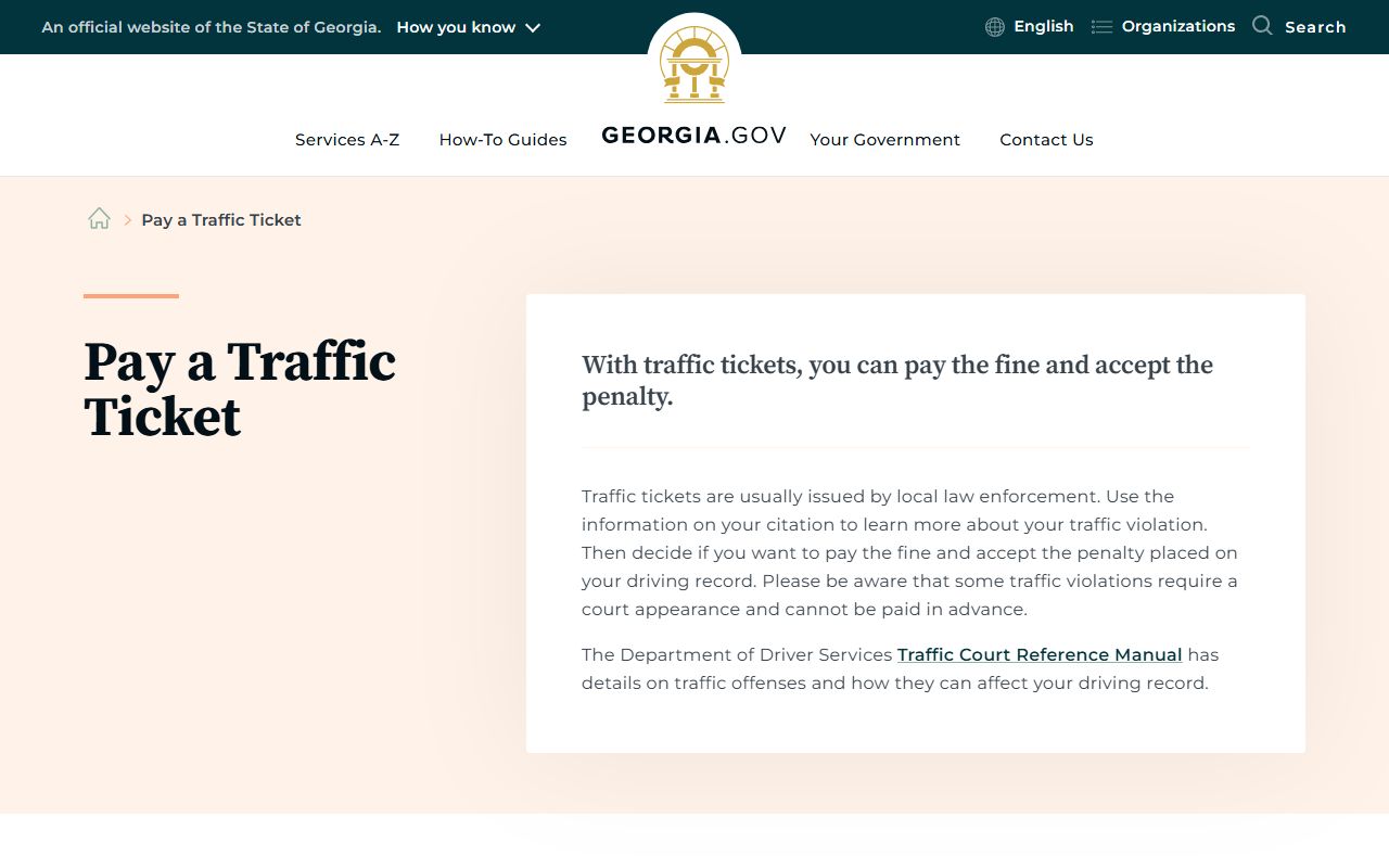 Elbert County traffic court records Georgia.gov traffic payment guide