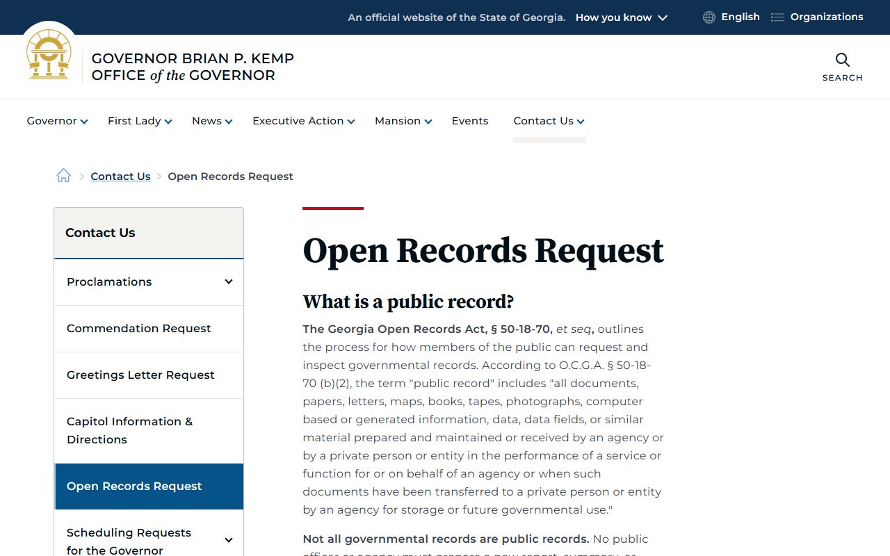 Elbert County warrant records Georgia open records request guidance