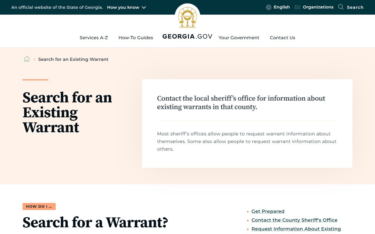 Elbert County warrant records Georgia.gov warrant guidance